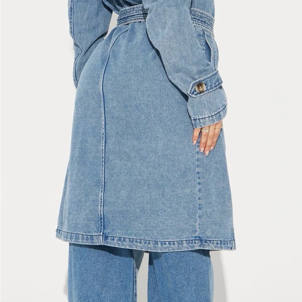 Fashion Nova Medium Blue Denim Trench - Picture 5 of 6
